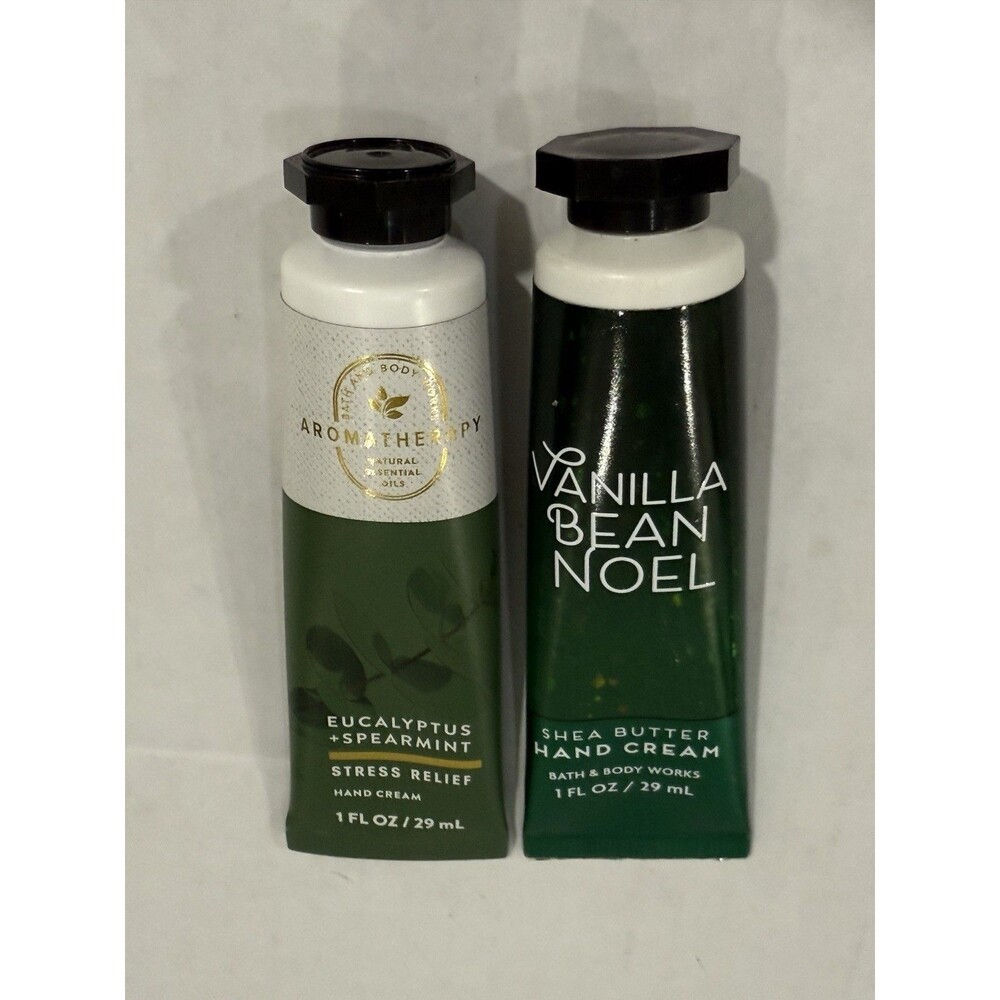 2 Bath & Body Works ~VANILLA BEAN NOEL, Aromatherapy EUCALYPTUS SPEARMINT 1 FLOZ